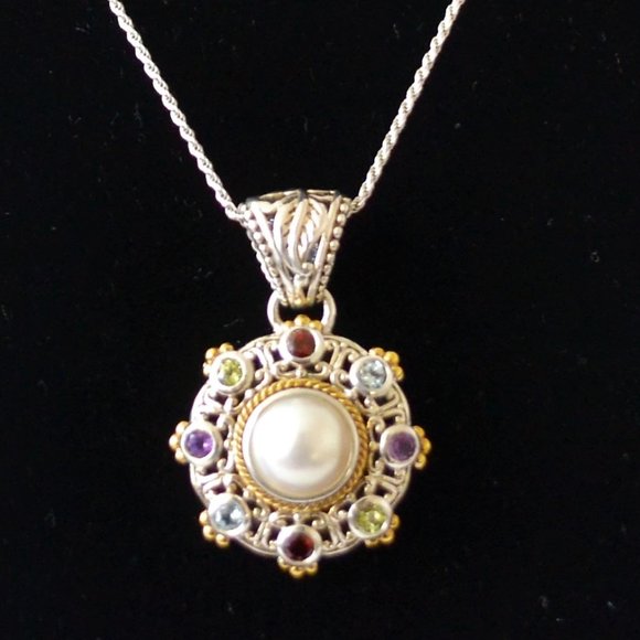 Fashion Jewelry Jewelry - SterlingSilver & 14K Multi-Gemstone Charm Necklace